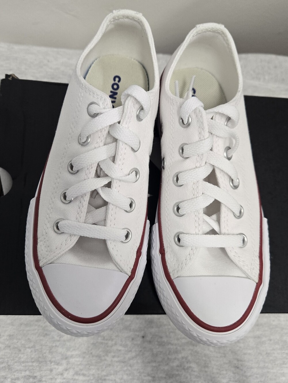 Converse White and Garnet Low-Top Sneakers
